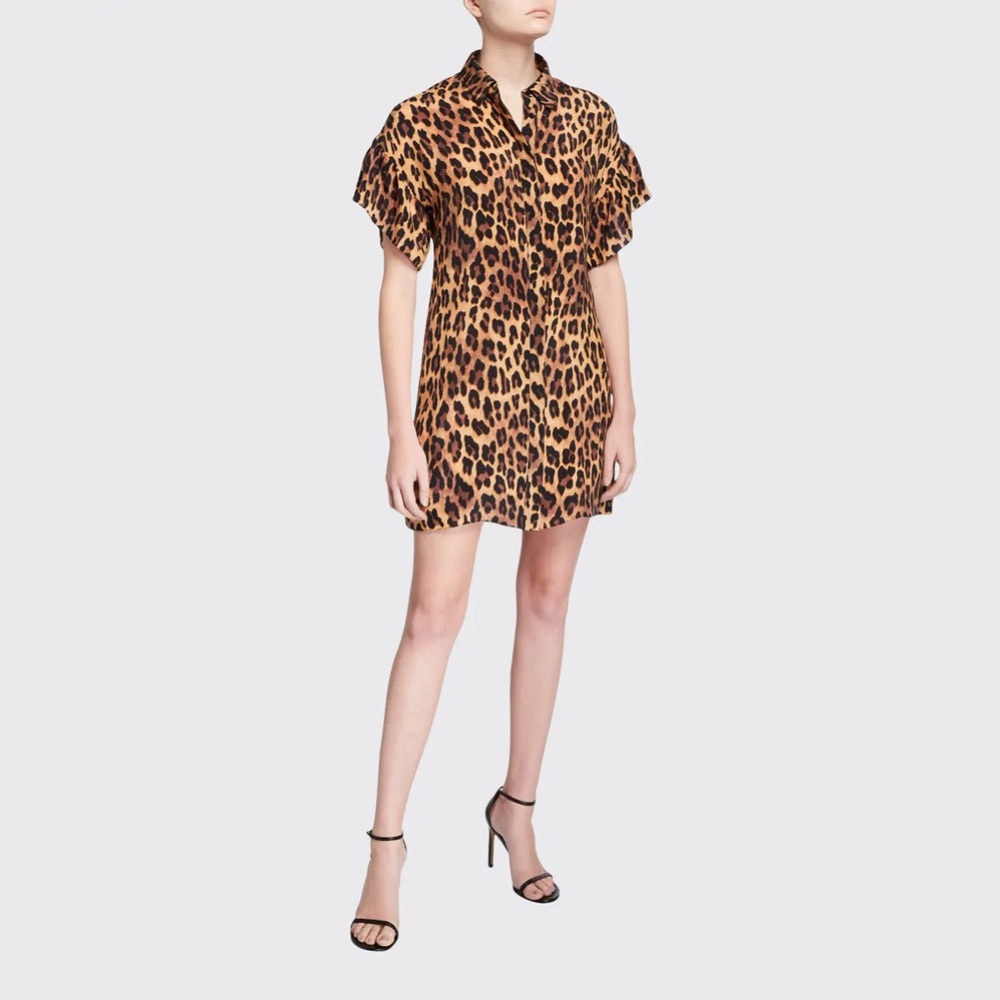 ALICE + OLIVIA Jude Ruffle Button-Down Tunic Dress